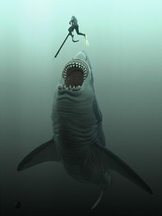 ArtStation - Megalodon by TITI, Thierry Berengier Megalodon Aesthetic, Megalodon Real, Ice Video, Hai Tattoo, Shark Wallpaper, Ur Gay, Shark Photos, Shark Pictures, Shark Drawing