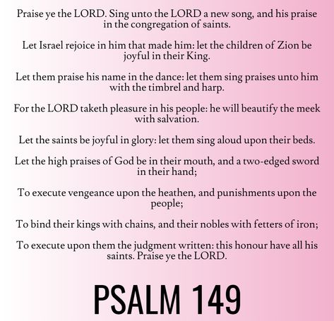 Psalm 149, Psalms Verses, Bible Psalms, Hoodoo Spells, Daily Bread, Praise God, News Songs, Psalms, Verses