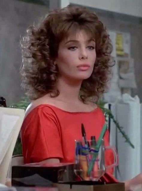 Kelly LeBrock, The Woman in Red. 1980s Hair, Kelly Lebrock, Woman In Red, 80s Hair, The Wedding Singer, Big Curls, Film Star, Girl Celebrities, Big Hair