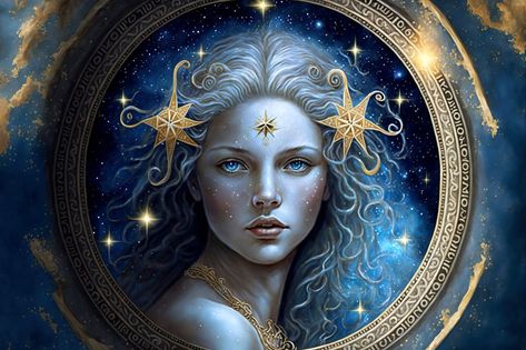 Zodiac sign of Virgo, fictional beautiful woman with magic starry sky. Virgo on blue background. Concept of astrology, horoscope, universe, fantasy, space and future. 3d illustration Fantasy Space, Venus Retrograde, Gemini Art, Virgo Moon, Virgo Sign, Gemini Woman, Zodiac Traits, Zodiac Art, Mystical Art