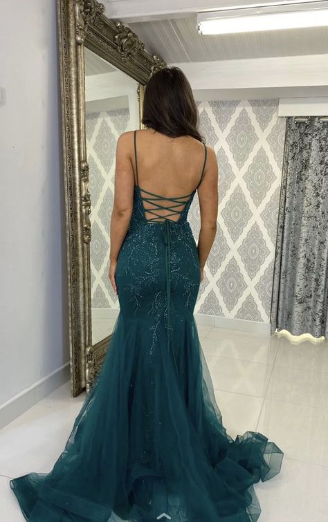 Prom Dress Inspiration Mermaid, Dark Teal Prom Dress, Mermaid Tail Prom Dress, Mx Dresses, Teal Prom Dresses Turquoise, Dark Teal Prom Dresses, Blue Green Prom Dress, Emerald Green Prom Dresses, Prom Dress Emerald Green