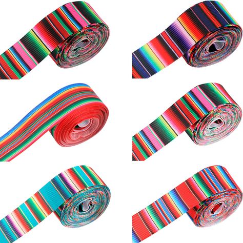 PRICES MAY VARY. You will get: the package comes with 6 rolls fiesta ribbons, each roll measures about 1 inch/ 2.5 cm wide, 5 yards long, and a total of 30 yards, the sufficient quantity will meet your various needs in daily life, and also enjoy the fun of handmade Elegant Mexican design: our Mexican rainbow stripes ribbons are designed with fresh serape colors, which can be easily matched with different occasions, the wired edge design makes them easy to roll up and store, bring you much conven Mexican Theme Party Decorations, Diy Wrapping, Mexican Theme, Pretty Crafts, Mexican Party Theme, Mexican Christmas, Party Crafts, Diy Wrap, Wrapping Party