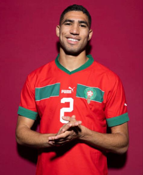 Achraf Hakimi of Morocco Ashraf Hakimi Morocco, Hakimi Morocco, World Cup Pictures, World Cup Photos, Football Photoshoot, Cup Pictures, Achraf Hakimi, League 1, 2022 World Cup