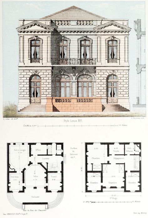 French Chateau Blueprints, Maps Design, Case Minecraft, Victorian House Plans, Architecture Mapping, Mansion Floor Plan, Vintage House Plans, Suburban House, Sims Building