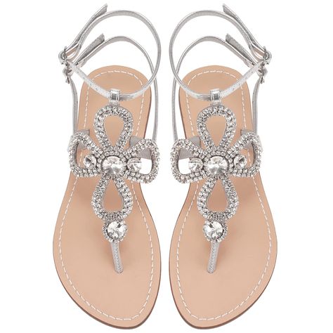 #amazonaffiliate #amazon Summer Dress Sandals, Crystal Sandals, Rhinestone Flats, Beautiful Heels, Handmade Sandals, Beach Bridal, Bohemian Women, Rhinestone Sandals, Wedding Sandals