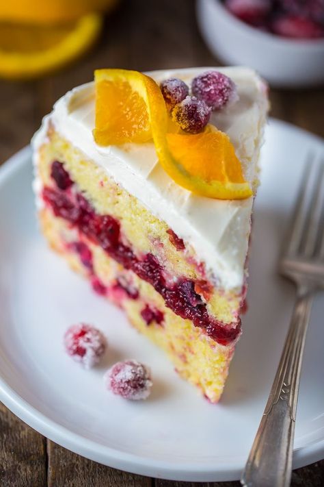 Orange Cranberry Cake, Orange Layer Cake, Cranberry Orange Cake, Cranberry Cinnamon, Orange Cream Cheese, Baker By Nature, Cranberry Cake, Orange Cake Recipe, Orange Cranberry