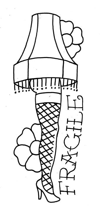 A Christmas Story Coloring Pages, Christmas Story Leg Lamp Tattoo, Leg Lamp Drawing, A Christmas Story Painting, A Christmas Story Tattoo, Christmas Story Tattoo, Leg Lamp Tattoo, A Christmas Story Lamp, Practice Tattoo Designs