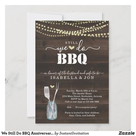 Bbq Gender Reveal Ideas, Gender Reveal Invitation Ideas, Bbq Gender Reveal, Bbq Utensils, Rustic Birthday Parties, Bbq Party Invitations, Backyard Bbq Party, Anniversary Party Invitations, Rustic Birthday