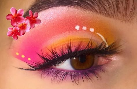 Fnl Makeup, Hawaiian Makeup Look Hawaii, Hawaii Makeup Look, Hawaiian Makeup Look, Hawaiian Makeup, Hawaii Makeup, Eyeshadow Designs, Flower Makeup, Liquid Eyeliner Pen