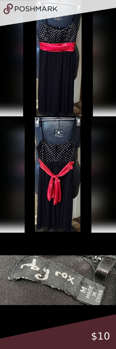 Ruby Rox Red Black Pin-Up Rockabilly Polka Dot Fit Flare Spaghetti Strap Dress M Black Pin Up, Ruby Rox, Black Pins, Red Tie, Spaghetti Strap Dress, Dress Medium, Strap Dress, Spaghetti Strap Dresses, Fit & Flare