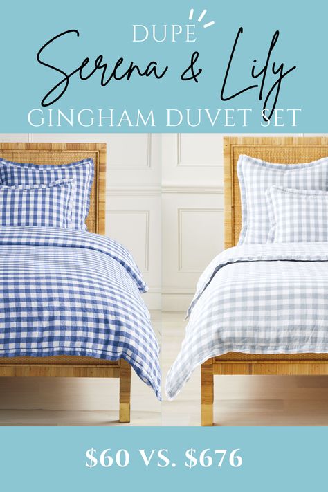 Navy Gingham Bedroom, Light Blue Gingham Bedding, Gingham Duvet Bedroom, Blue Gingham Bedding Aesthetic, Serena And Lilly Bedrooms, Blue Gingham Bedding, Blue Gingham Bedroom, Serena And Lily Bedding, Gingham Duvet Cover