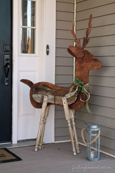 reclaimedwoodreindeeroutdoordecorating_thumb Rustic Winter Decor, Wood Reindeer, Wooden Deer, Christmas Wood, Christmas Deco, Christmas Decorating, Xmas Crafts, Christmas Joy, Outdoor Christmas Decorations