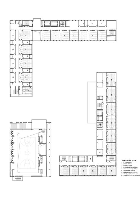 Gallery of School with an Open Space / Beijing Institute of Architectural Design 6th Division - 32 Plan Of School Architecture, Plan School Architecture Projects, School Plans Architecture, School Floor Plan Architecture, School Design Plan, School Plan Architecture, Art School Plan, Architecture School Design, School Site Plan