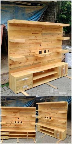 Pallet Furniture Tv Stand, Garden Pub, Deco Tv, Pallet Tv, Home Blueprints, Pallet Tv Stand, Bar Image, Bar Garden, Woodworking Project Plans