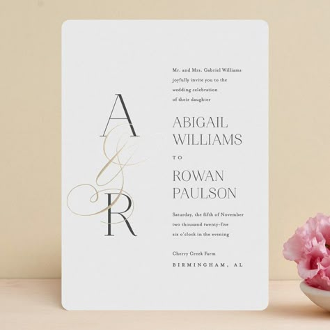 Rosemary Wedding, Initials Wedding Invitation, Notebooks Ideas, Digital Wedding Invitations Templates, Design Wedding Invitation, Fiji Wedding, Foil Stamped Wedding Invitations, Wedding Invitations Ideas, Foil Pressed Wedding Invitations