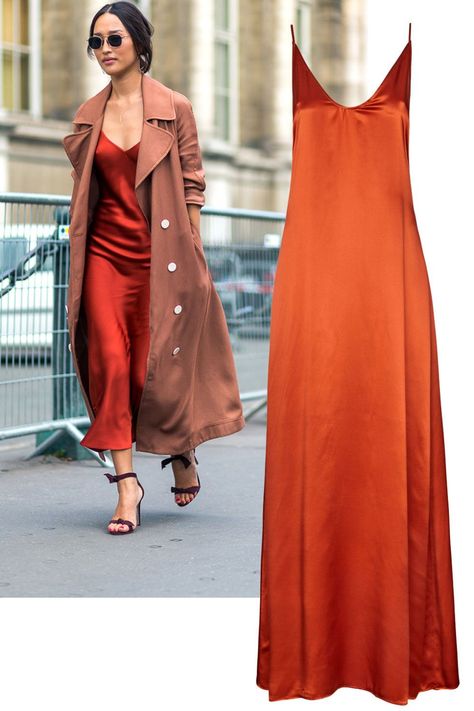 Casual Slip Dress Outfit, Casual Slip Dress, Nicole Warne, Slip Dress Outfit, Color Pantone, First Date Outfits, Red Slip Dress, Skater Girl, Outfit Red