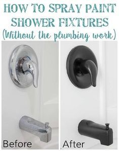 How to Spray Paint Shower Fixtures (without the plumbing work) | Bless'er House Spray Paint Shower Fixtures, Remodeling Hacks, How To Spray Paint, Budget Makeover, Painting Shower, Shower Fixtures, Diy Remodel, Home Upgrades, Updating House