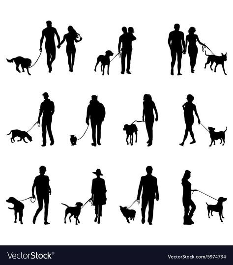 Woman And Dog Silhouette, Dog Hospital, People With Dogs, Silhouettes Of People, Silhouette Architecture, People Cutout, Silhouette Drawing, Silhouette People, Silhouette Tattoos