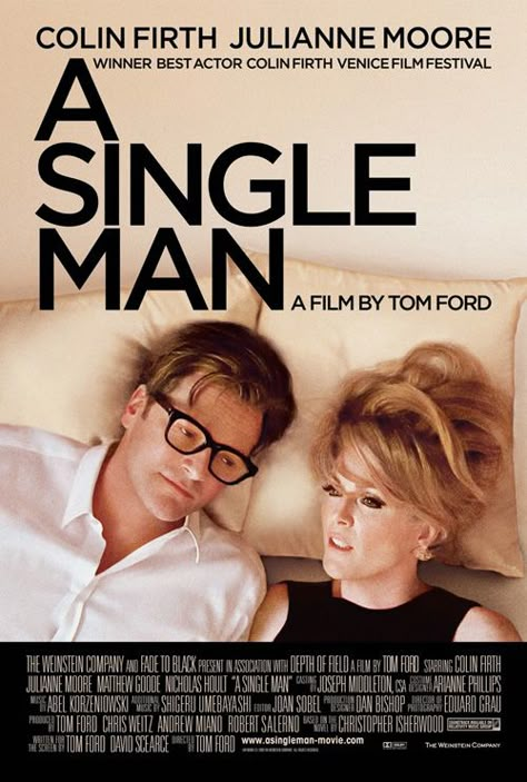 a single man- colin firth, julianne moore A Single Man Movie, A Single Man, Beau Film, Matthew Goode, Ginnifer Goodwin, Single Man, John Waters, Nicholas Hoult, Movies Worth Watching