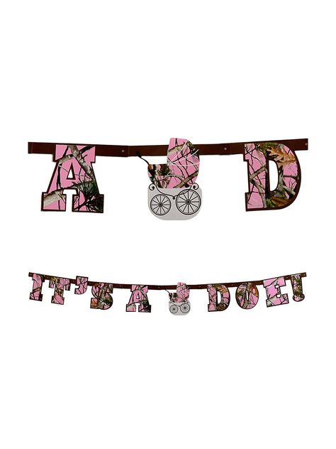 Pink Camo "It's a Doe" Banner Decoration - Party Supplies & Decorations Pink Camo Baby Shower Ideas, Pink Camo Party, Camouflage Baby Shower, Baby Shower Camo, Camo Party, Terrifying Halloween, Gender Reveal Banner, Camo Baby