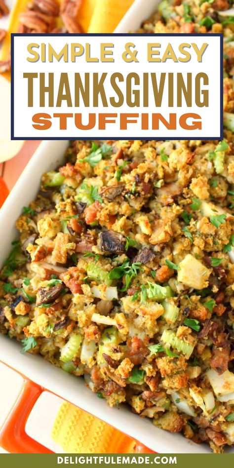 Stuffing Recipes Without Eggs, Thanksgiving Stuffing Recipes Best, Easy Thanksgiving Stuffing, Side Dishes For Thanksgiving Dinner, Stuffing Recipes Thanksgiving, Stuffing Side Dishes, Best Thanksgiving Stuffing, Stuffing With Sausage, Dressing Stuffing