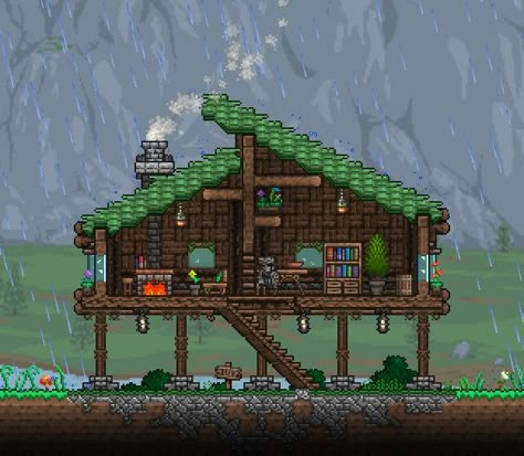 Terraria Npc Housing, Npc Houses Terraria, Npc House Terraria, Minecraft House On Stilts, Terraria Building Tips, Terraria Starter House, Terraria House Ideas Simple, Terraria Npc House Ideas, House On Land