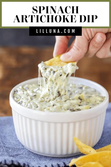 This is the BEST spinach artichoke dip recipe and the ultimate dip for any get-together! Plus, it's quick and easy to make! #spinachartichokedip #appetizers #diprecipes #spinachdip Cream Cheese Bean Dip, Bean Cheese Dip, Spinach Artichoke Dip Easy, Baked Spinach Artichoke Dip, Best Spinach Artichoke Dip, Salad Appetizer Cups, Spinach Artichoke Dip Recipe, Spinach Dip Recipe, Artichoke Dip Recipe