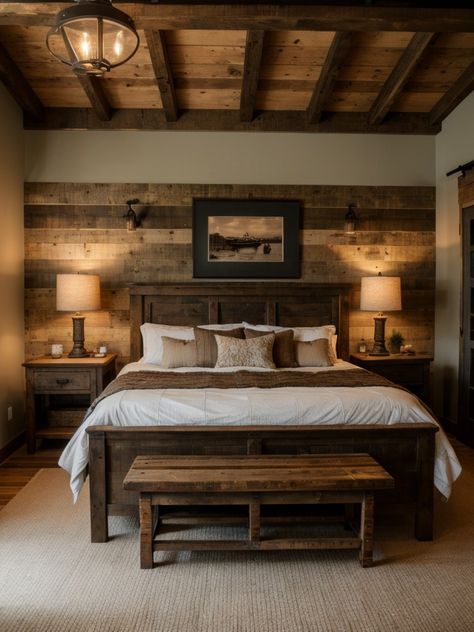 Stylish Modern Farmhouse Bedrooms: Rustic Charm Meets Neutral Elegance | aulivin.com Modern Farmhouse Bedrooms, Bedroom Inspirations For Small Rooms, Cowgirl Bedroom, Natural Bedroom Decor, Cozy Textiles, Rustic Bedroom Design, Cabin Bedroom, Modern Farmhouse Bedroom, Cabin Interiors