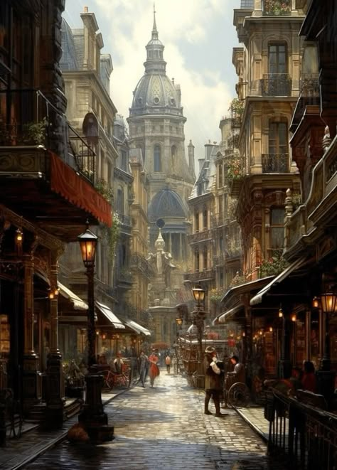 1700s Architecture, Fantasy City Art, Fantasy New York, Kingdom Concept Art, Victorian City, Steampunk City, Fantasy Town, The Heir, Rpg Map