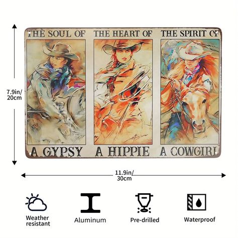 1pc Unique And Cute Cowgirl Metal Sign Vintage Bedroom Wall Decoration For Restaurant And Bar 12 X 8 Inches | Free Shipping, Free Returns | Temu Cowgirl Poster, Cowgirl Vintage, Horizontal Poster, Funny Horse, Horse Girl, The Spirit, The Soul, Cali, Poster Wall