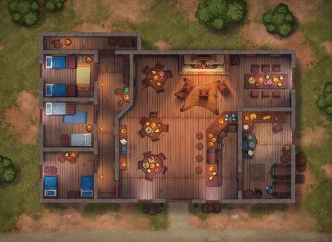 ArtStation - D&D Map: Small Tavern, Jenny Harder Dnd Tavern Battle Map, D&d Tavern Map, D&d Tavern, Dnd House Map, Dnd Tavern Map, Tavern Battlemap, Dnd Tavern, Roll20 Maps, Dnd Room