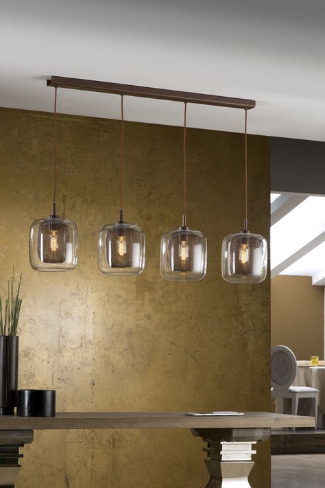 Schuller Fox 4 Light Kitchen Pendant & Reviews | Wayfair UK Wayfair Uk, Bar Pendant Lights, Bar Ceilings, Kitchen Island Bar, Kitchen Pendant, Vintage Bulbs, Kitchen Island Lighting Pendant, Light Kitchen, Double Glass