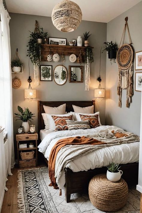 Tiny Room Decoration, Bedroom Design Boho Chic, How To Style A Small Room, Very Small Room Ideas Bedrooms, Boho Bedroom Small Room, Boho House Decor Bedroom, Boho House Inspiration, Boho Bedroom Small Spaces, Small Boho Room