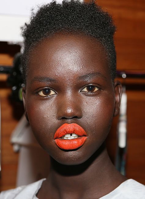 Bright Orange lips at House Of Cannon #MBFWA Orange Lipstick, Bright Makeup, Bright Lips, Orange Lips, 4c Natural Hair, Bold Lips, Day Makeup, Dark Skin Women, Natural Hair Inspiration