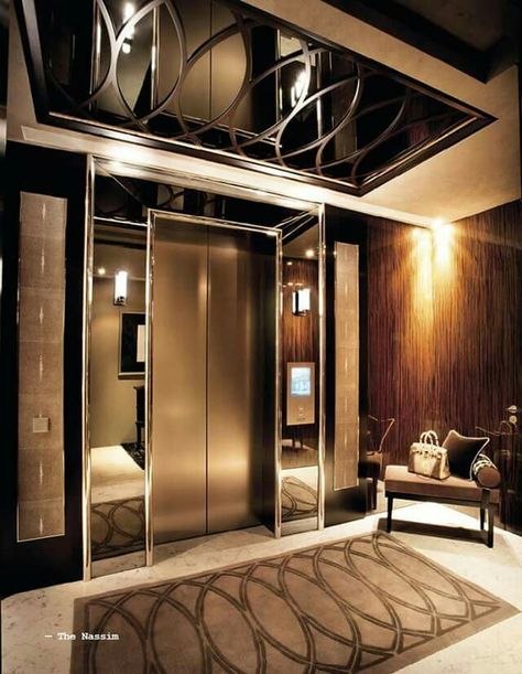 Elevator Lobby Design, Lift Lobby, Elevator Interior, Elevator Lobby, Elevator Design, Luxury Penthouse, Lift Design, Lobby Interior, Foyer Design