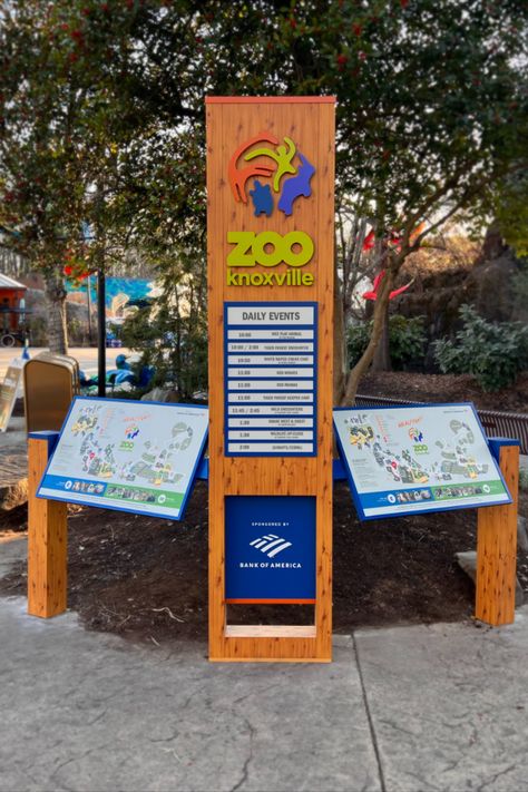 Zoo Knoxville had recently undergone a new branding campaign and came to Gecko Group to create a new site wide wayfinding system that embraced the updated brand look and feel. After a site analysis we determined the layout of the Zoo was divided into two distinct zones after the entry plaza. By naming, color coding, and creating a new map with key zone features, we were better able to direct visitors and communicate all the many exhibits and experiences the Zoo has to offer.
#wayfinding Zoo Signage Design, Zoo Exhibit Design, Zoo Sign, Zoo Signage, Zoo Map, Branding Campaign, Wayfinding System, New Branding, Site Analysis