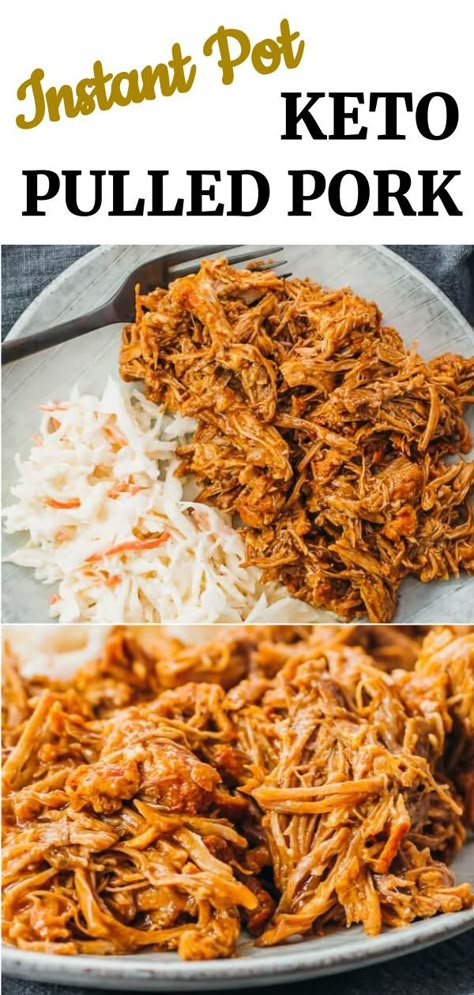 A quick and easy recipe for Instant Pot Pulled Pork. You can use boneless pork shoulder or butt, and use a dry rub to season it. After pressure cooking, shred with forks and toss with your favorite bbq sauce or enjoy them plain with no sauce. You can make sandwiches with them, or for healthy diets like paleo, keto, whole 30, low carb, and gluten free, serve with healthier sides like coleslaw or something simple. Easy Low Carb Instant Pot Recipes, Keto Shredded Pork Recipes, Pork Shoulder Healthy Recipes, No Carb Instant Pot Recipes, Low Carb Pork Shoulder Recipes, Keto Pork Shoulder Recipes, Low Carb Pulled Pork Recipes, Keto Pork Roast Recipes, Whole Pork Shoulder Recipes