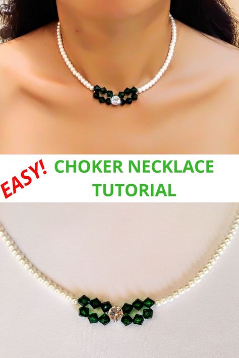 Home Made Necklaces Ideas, Beads Necklace Tutorial, Orange Choker, Pearl Necklace Tutorial, Diy Necklace Designs, Diy Choker Necklace, Beading Necklaces, Diy Pearl Necklace, Diy Necklaces Tutorial