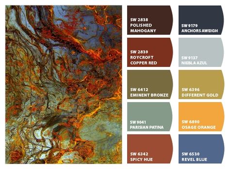 PARISIAN PATINA/ROYCROFT COPPER RED ColorSnap by Sherwin-Williams – ColorSnap by Christy C. Sherwin Williams Roycroft Copper Red, Parisian Patina Sherwin Williams, Paint 2024, Dog Boarding Ideas, Feng Shui Home, Red Color Schemes, Copper Red, Deep Red Color, Dog Boarding