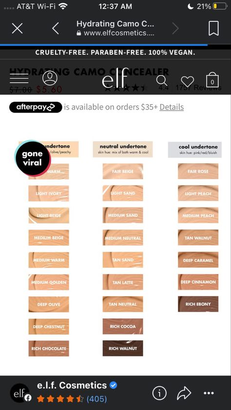 Elf Concealer Shades, Elf Camo Concealer, Elf Foundation, Elf Concealer, Skin Undertones, Olive Tan, Concealer Shades, Neutral Undertones, Foundation Shades