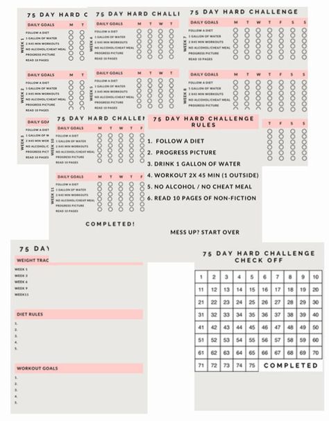 Workout Tracker Printable Nurse Coaching, Workout Tracker Printable Free, Tracker Printable Free, Workout Tracker Printable, 21 Day Fix Workouts, 75 Hard Challenge, Hard Challenge, Fitness Tracker Printable, Workout Tracker