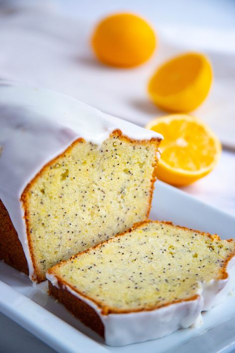 Meyer Lemon Poppy Seed Cake Lemon Poppy Seed Loaf, Lemon Poppy Seed Cake, Meyer Lemon Recipes, Poppy Seed Bread, Lemon Poppyseed Cake, Glaze For Cake, Lemon Bar, Seed Cake, Poppy Seed Cake