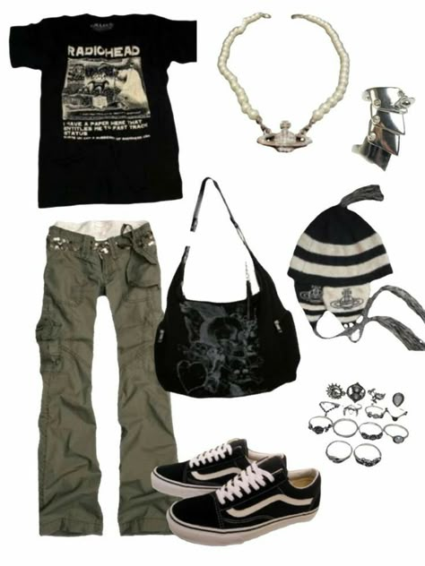 Radiohead Aesthetic Outfits, Stile Grunge Outfit, Radiohead Outfit, Ropa Grunge Aesthetic, Emo Aesthetic 2000s, Grunge Clothing Aesthetic, 80s Grunge Outfits, Grunge Aesthetic Clothes, Styl Grunge