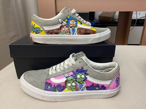 acrylic paint on vans old skool Custom Vans Old Skool, Custom Vans, Vans Authentic, Rick And Morty, Vans Old Skool, Old Skool, Vans Authentic Sneaker, Vans Sneaker, Acrylic Paint