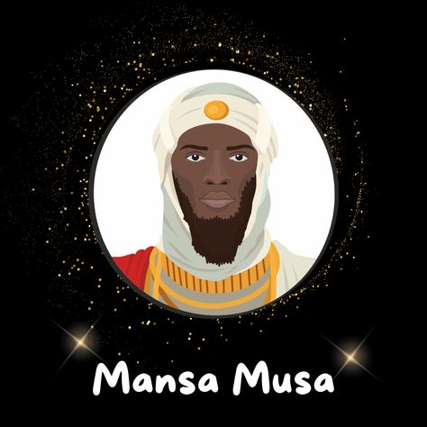 Did you know that Mansa Musa, king of the Mali Empire in the 1300s, was once the richest person in history?   His legendary pilgrimage to Mecca involved a caravan of  10,000s of people and  ENOUGH GOLD to hand out to the poor along the way!  He also transformed Timbuktu into a major centre of learning.    Mansa Musa's story is a reminder of the incredible wealth and power that exists in Africa.  Who else wants to learn more about this fascinating ruler? #MansaMusa #AfricanHistory #GoldenEmperor Nubian Empire, Mali Empire, Mali Empire Warrior, African Royalty Fantasy Art, Pilgrimage To Mecca, African Literature, African Royalty, African History, Pilgrimage