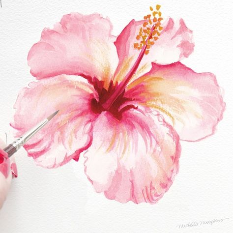 In Bloom: Tropical Hibiscus Hibiscus Flower Watercolor, Hibiscus Flower Art, Watercolor Floral Art, Flower Art Print, Flower Watercolor, Hibiscus Flower, Artist On Instagram, In Bloom, Watercolor Floral