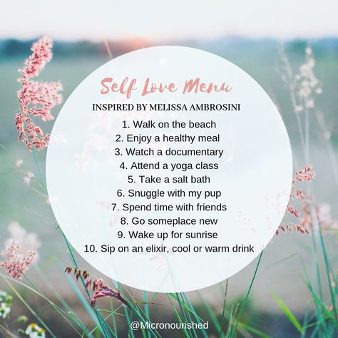 Self Love Menu inspired by Melissa Ambrosini Healthy Routine, Daily Routine, Beach Walk, Yoga Class, Motivation Inspiration, Self Care, Self Love, Documentaries, Affirmations