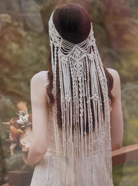 Macrame Wedding Veil, Macrame Veil Tutorial, Macrame Headband Tutorial, Macrame Headpiece, Macrame Headbands, Macrame Veil, Boho Wedding Veil, Macrame Headband, Macrame Fashion