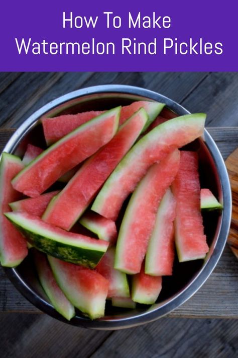 Don't toss your watermelon rinds in the trash! Make mouthwatering watermelon rind pickles instead - they are a fantastic summer treat! Canned Watermelon Rind, Pickles Watermelon Rind, How To Pickle Watermelon Rind, Pickle Watermelon Rind, Uses For Watermelon Rinds, Watermelon Rind Pickles Recipes, Canning Watermelon Rind, Summer Pickles, Easy Pickles