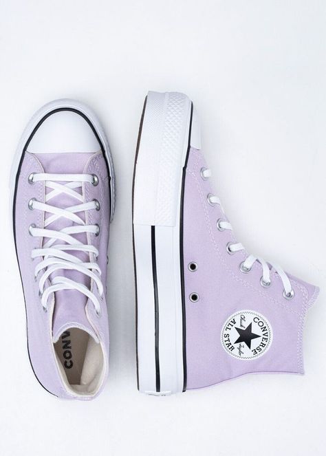 Converse Chuck Taylor All Star Lift, Converse All Colors, Converse Lila, Purple Platform Converse, Lilac Converse, Converse Heels, Cute Converse Shoes, Purple Converse, Chuck Taylor Converse